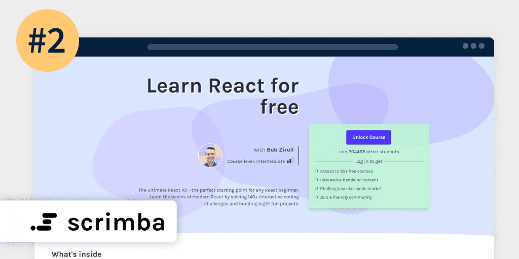 React 最佳课程：Learn React for free (Scrimba)