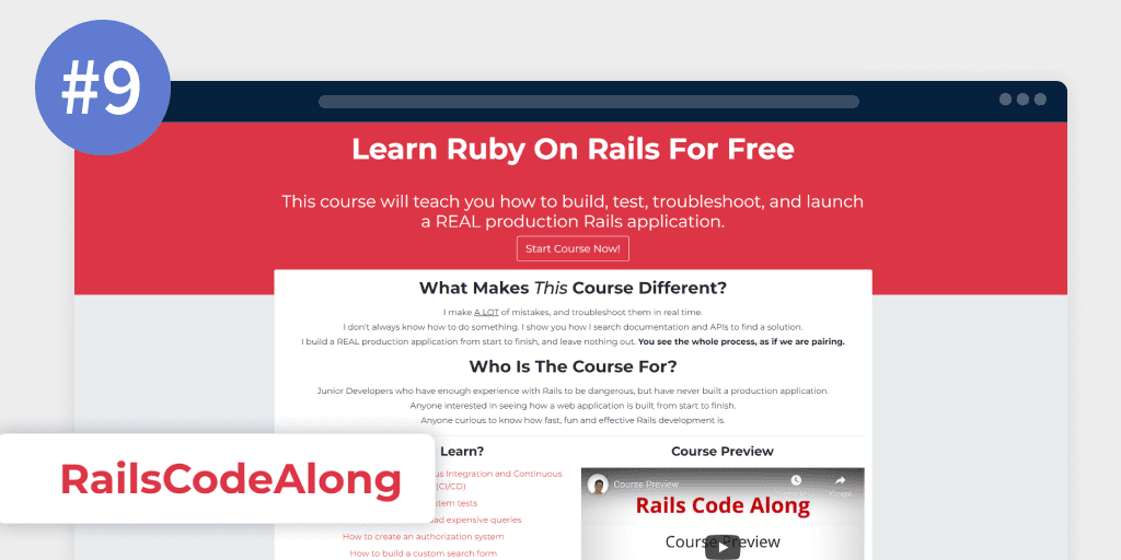 Ruby学习指南：2022年 9个最佳免费 Ruby 和 Ruby on Rails 课程：Learn Ruby On Rails For Free (Rails Code Along)
