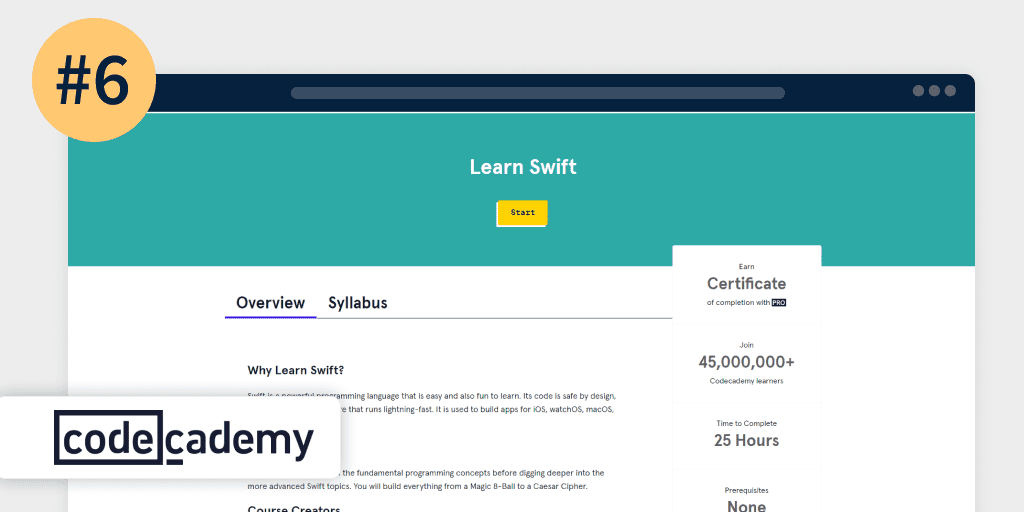 2022年 10个最佳 Swift & iOS 开发课程：Learn Swift