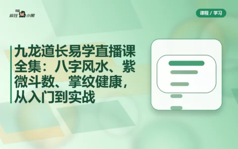 九龙道长易学直播课全集：八字风水、紫微斗数、掌纹健康，从入门到实战