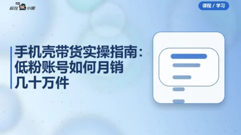 手机壳带货实操指南：低粉账号如何月销几十万件