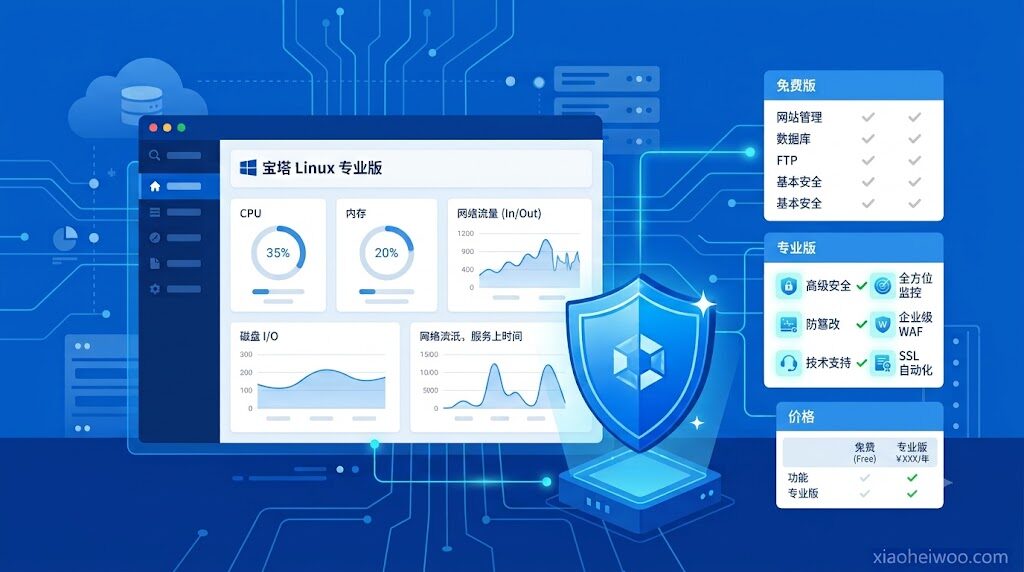 宝塔Linux专业版值得买吗?免费版区别、功能与价格