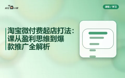 淘宝微付费起店打法：8节课从盈利思维到爆款推广全解析