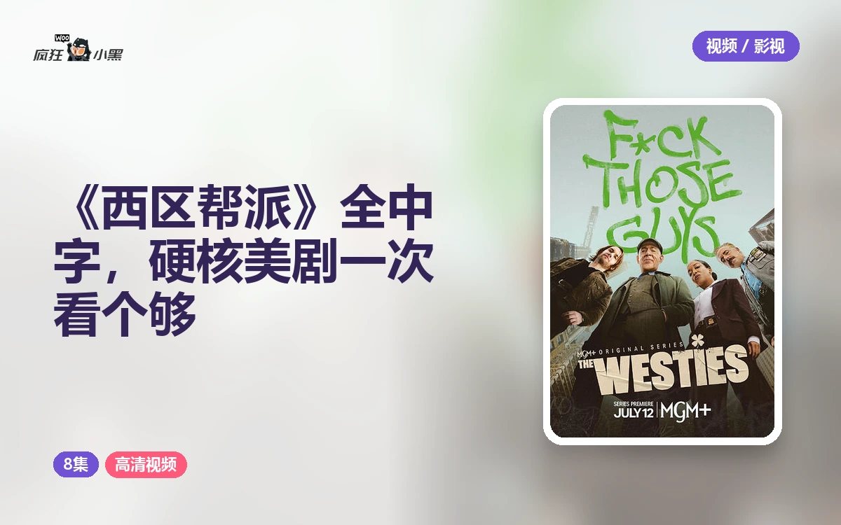 《西区帮派》全8集1080p中字,硬核美剧一次看个够