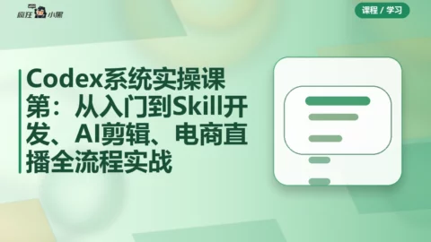 Codex系统实操课第2期：从入门到Skill开发、AI剪辑、电商直播全流程实战