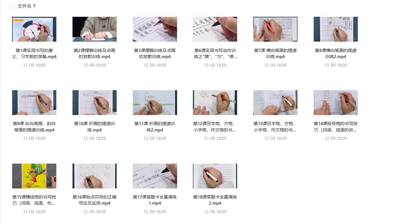 刘洪霞快写课全套合集:楷书提速秘籍,实用书写训练视频+字帖